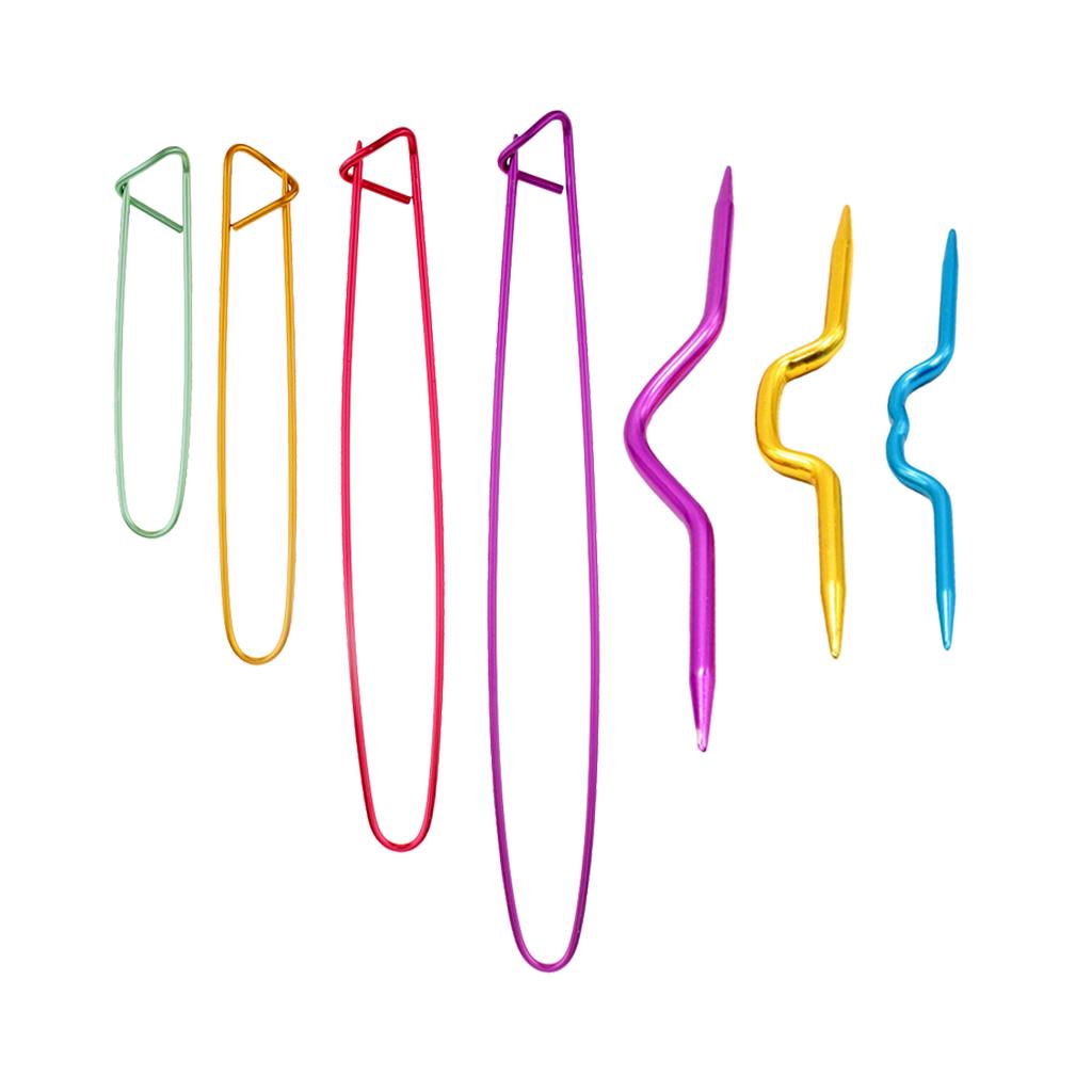 7pcs Aluminum Cable Knitting Needles Crochet Hooks Stitch Holders