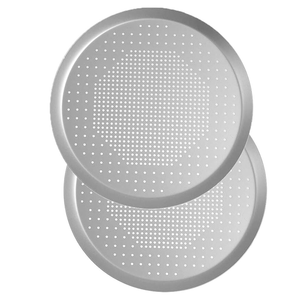 2pcs Anodized Aluminum Alloy Pizza Baking Plate Nonstick Coating 12 inch