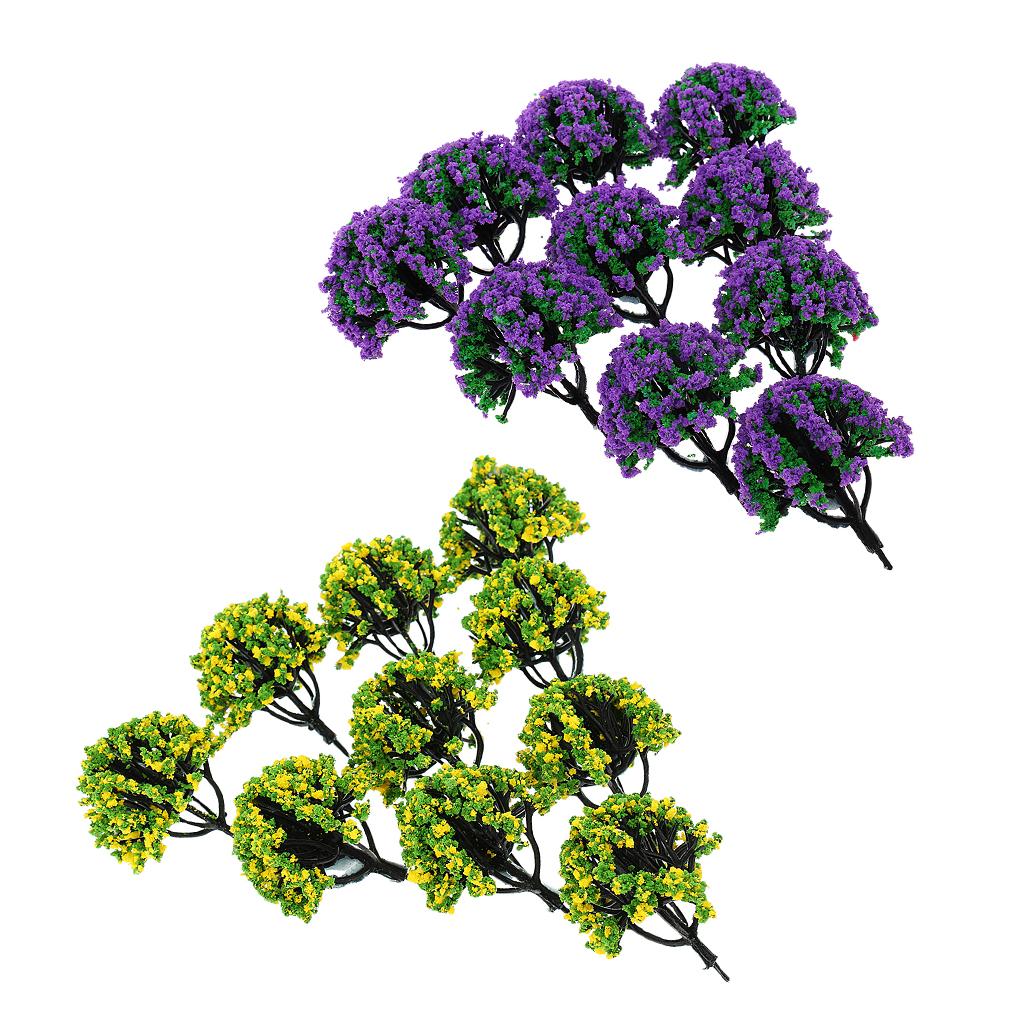 20 Pieces Railroad Scenery Landscape Model Trees with Flowers