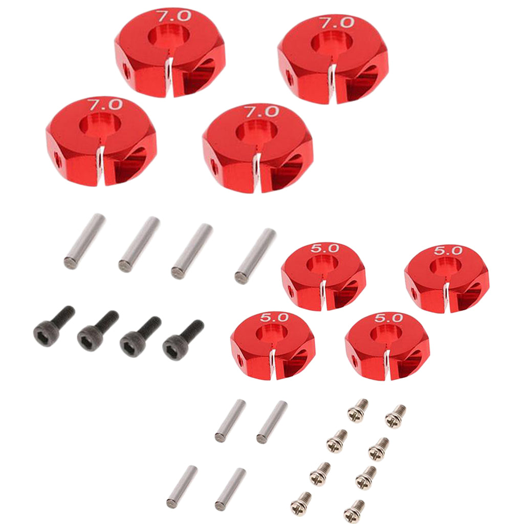 8 Pieces Wheel Hex Drive Hub Adapter Upgrade Parts for 1/10 RC Car 7mm 5mm