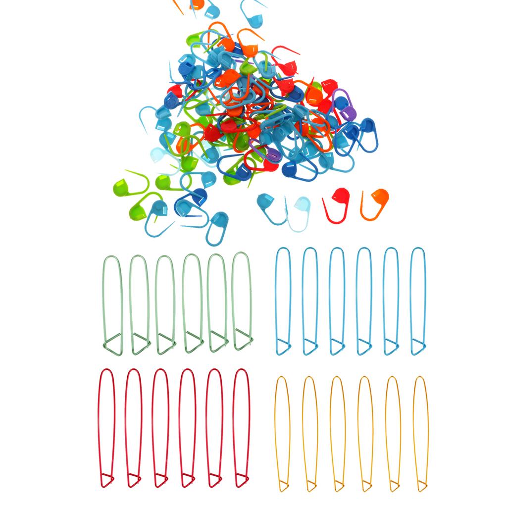 124Pcs Assorted Size Stitch Holders Pins Knit Knitting Needles Crochet Hooks