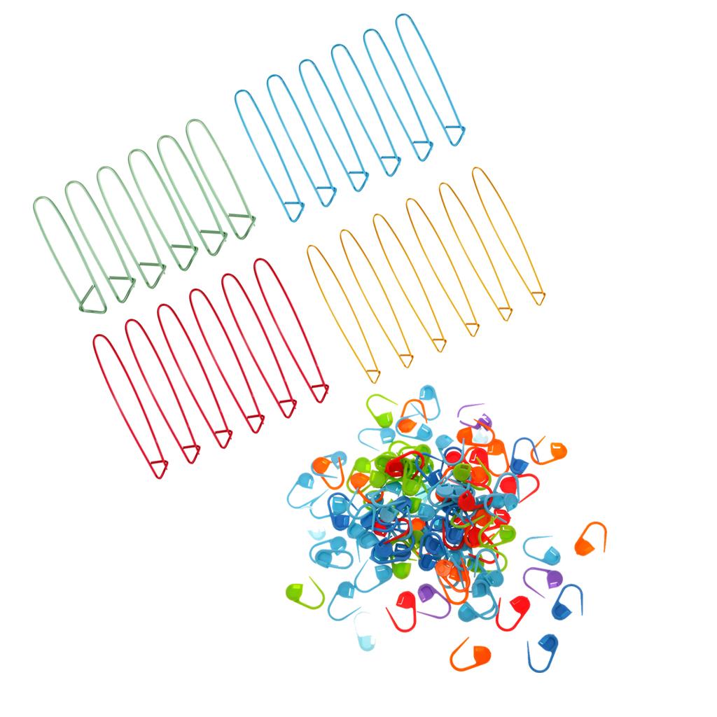 124Pcs Assorted Size Stitch Holders Pins Knit Knitting Needles Crochet Hooks