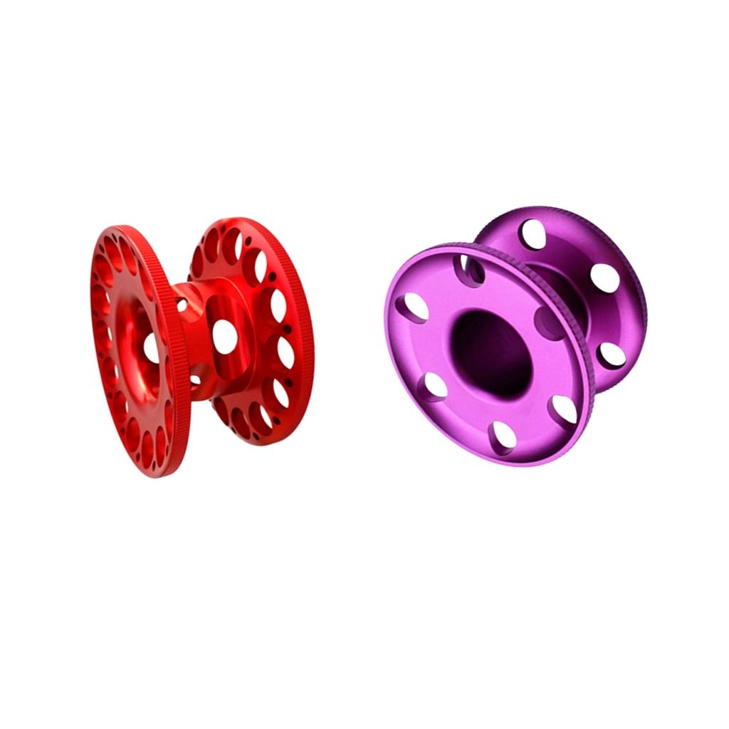 2x Empty Aluminum Alloy Scuba Diving Finger Reel Guide Line Spool Red Purple