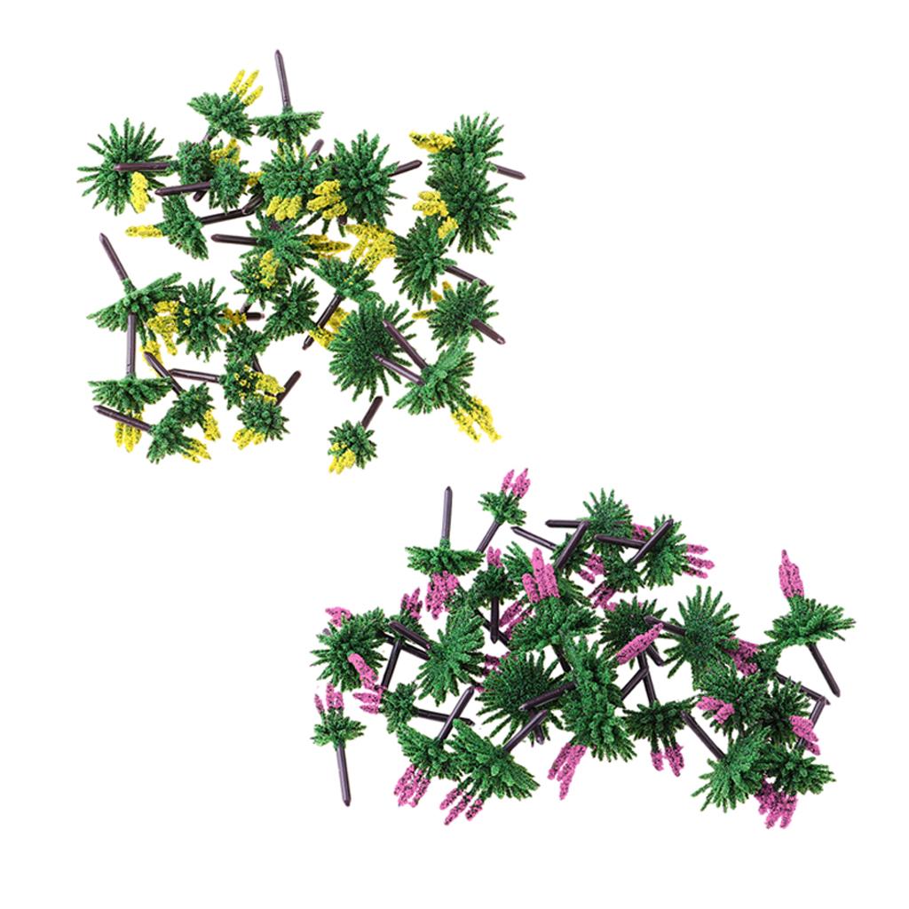 120Pcs Train Railway Scenery Layout Plastic Flower Trees Model Home Decor