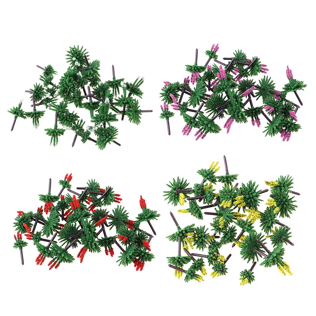 120Pcs Train Railway Scenery Layout Plastic Flower Trees Model Home Decor