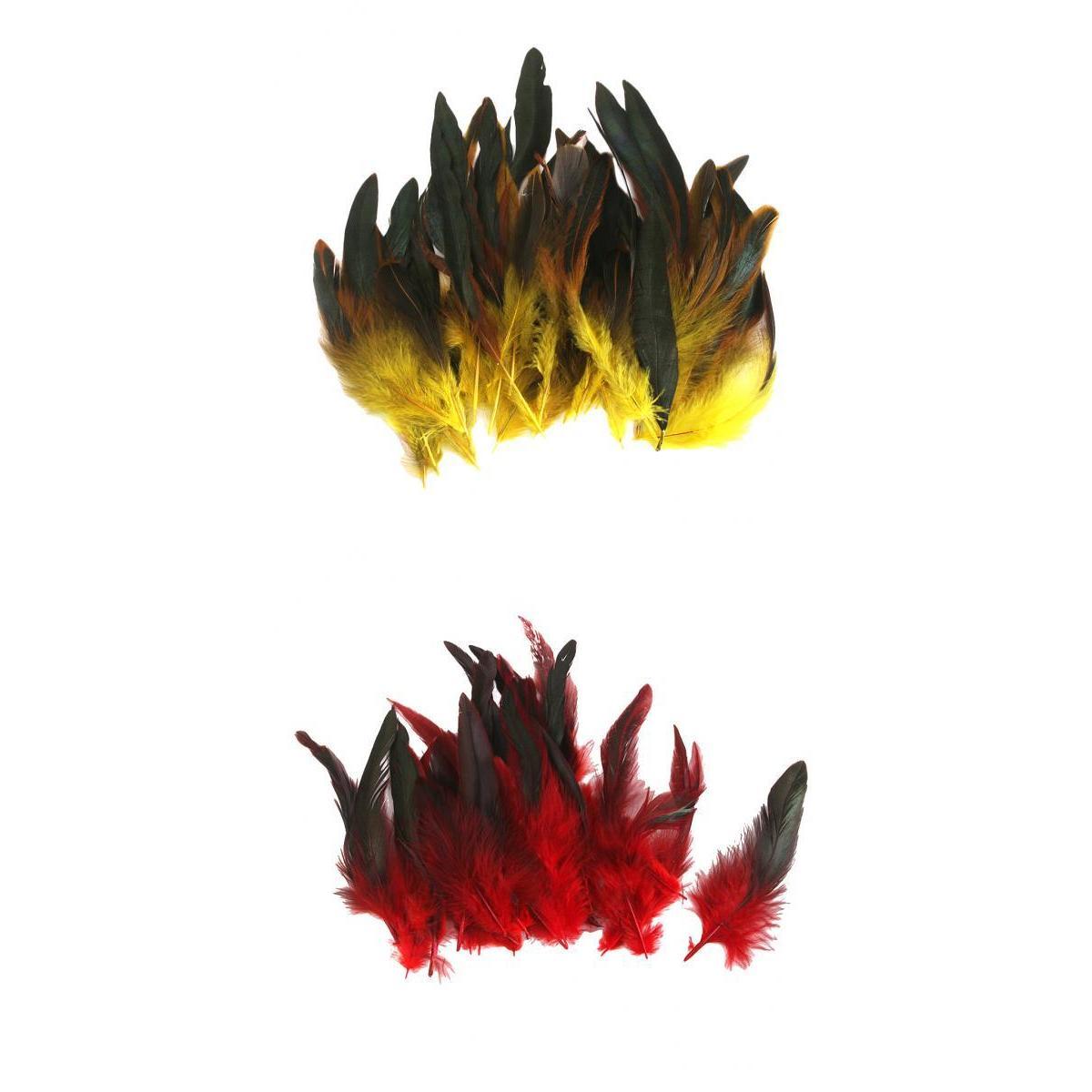 100 Pieces Beautiful Rooster Feather Trim for Decoration 12-18cm Yellow Red