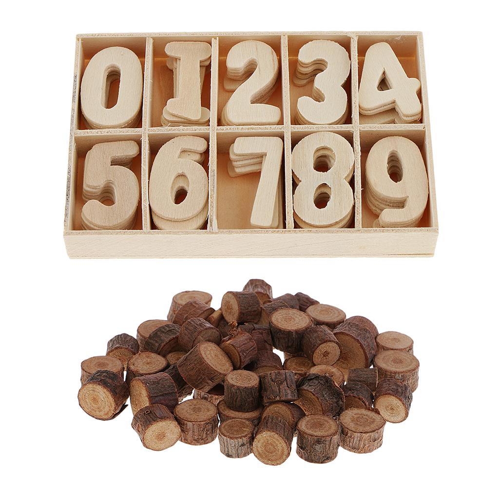 50 Pieces Natural Wood Round Log Slices Discs and 60 Pieces Wooden Numbers