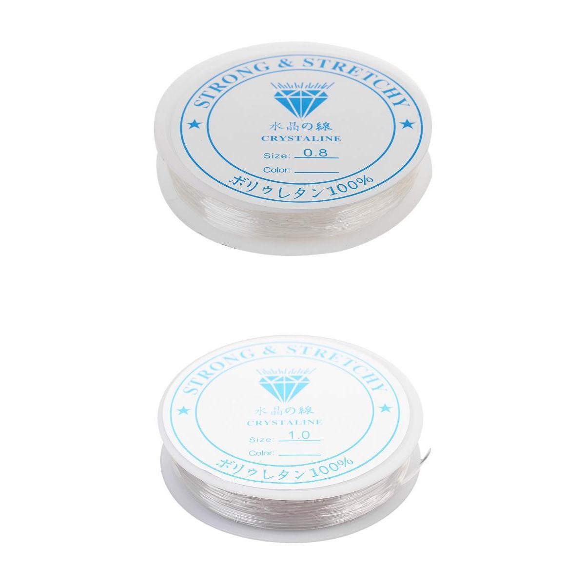 2 Pieces 10 Meters Clear Elastic Thread Cord For Jewelry Making 0.8mm 1.0mm