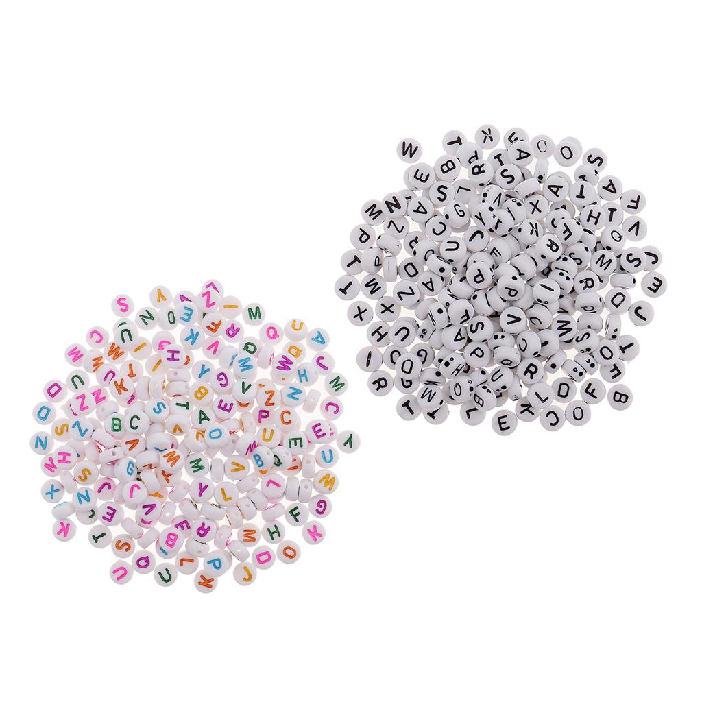 400 Pieces Resin Rondelle Alphabet Letters Beads For Jewelry Making Craft