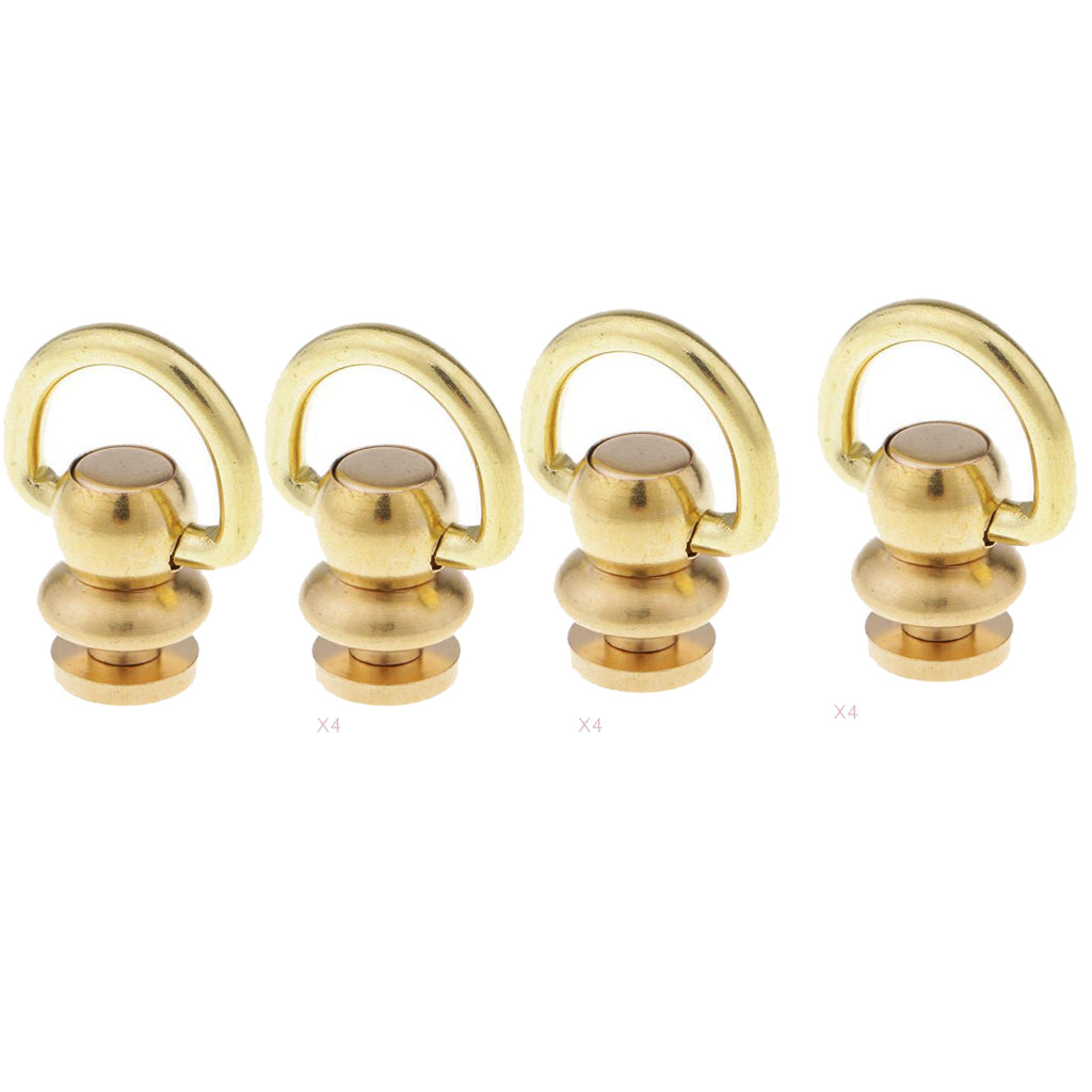 4Pcs Ball Post with Ring Rivet Stud Round Head Screw Back for Leather Crafts