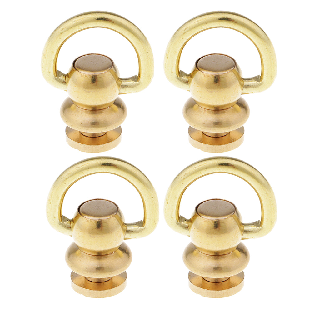 4Pcs Ball Post with Ring Rivet Stud Round Head Screw Back for Leather Crafts