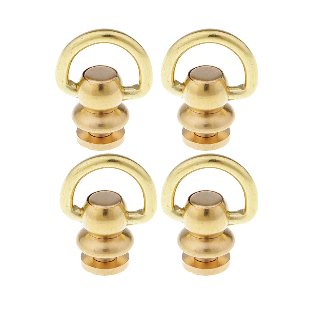 4Pcs Ball Post with Ring Rivet Stud Round Head Screw Back for Leather Crafts