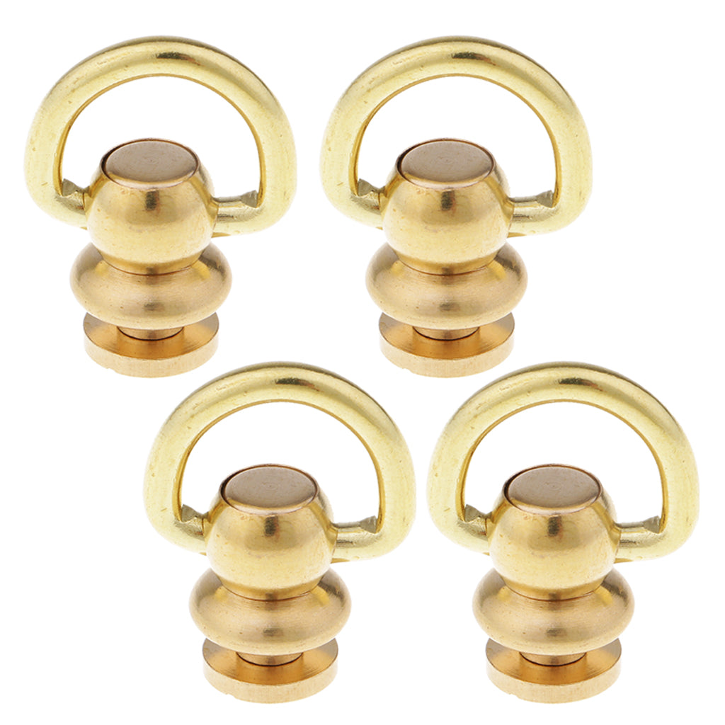 4Pcs Ball Post with Ring Rivet Stud Round Head Screw Back for Leather Crafts