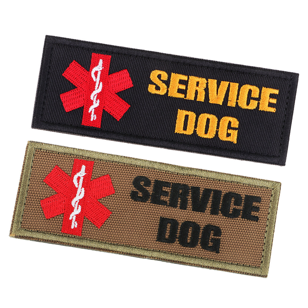 2pcs Service Dog Embroidered Hook Loop Patch Fastener Sew on Patches