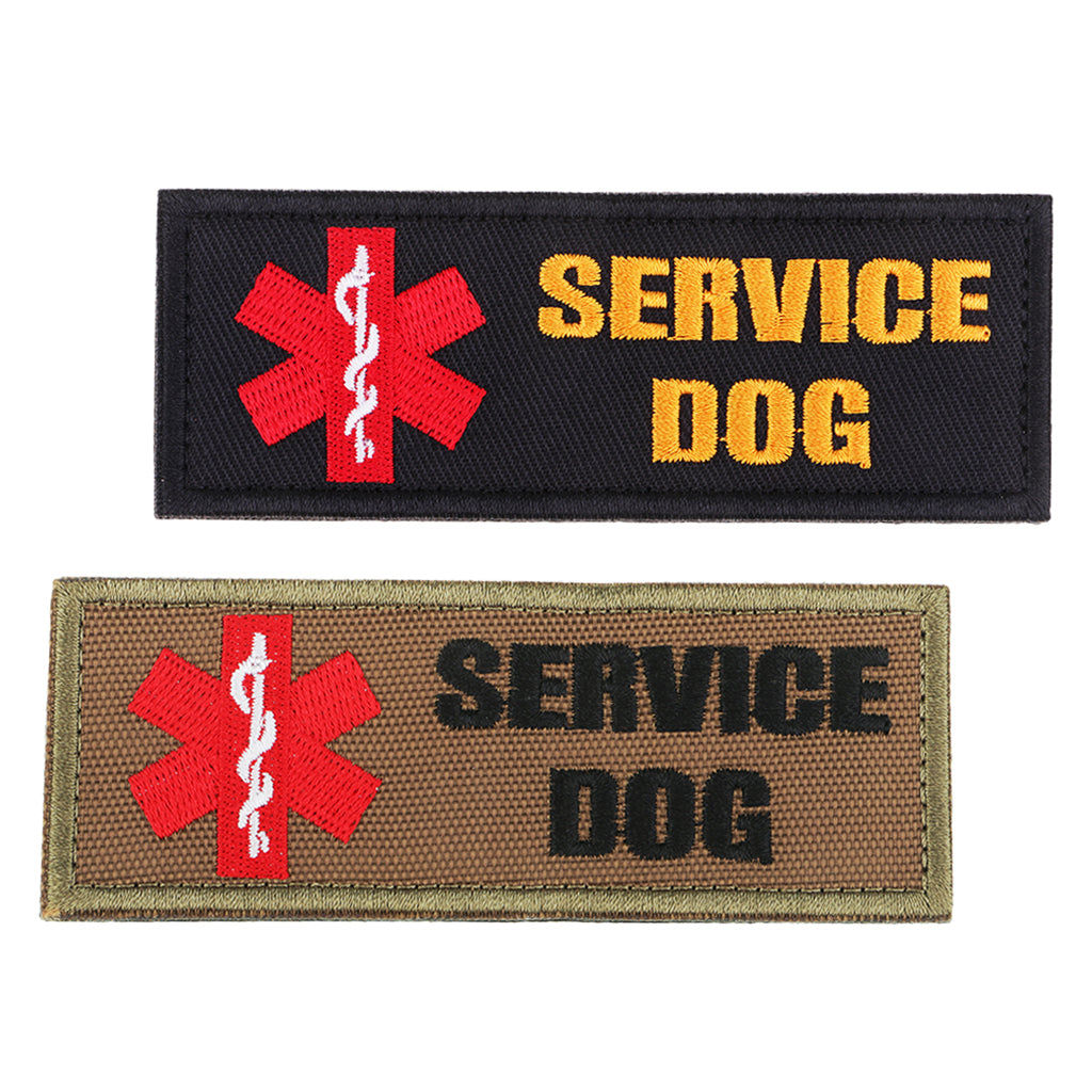 2pcs Service Dog Embroidered Hook Loop Patch Fastener Sew on Patches