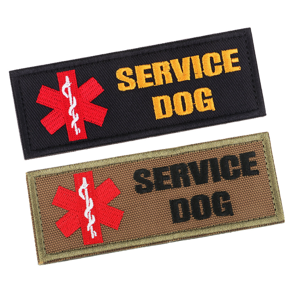 2pcs Service Dog Embroidered Hook Loop Patch Fastener Sew on Patches