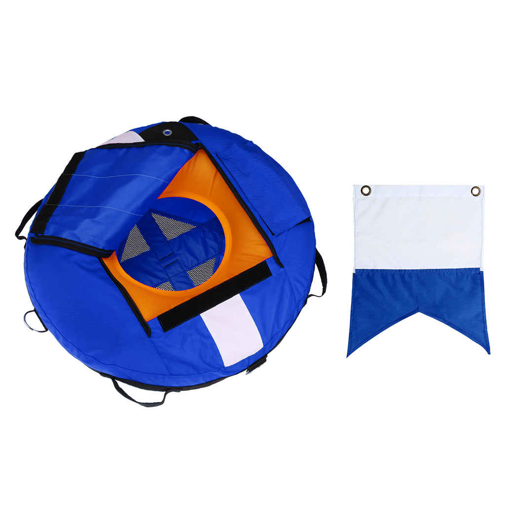 Blue Freediving Buoy with Diver Down Flag for Scuba Diving, Spearfishing