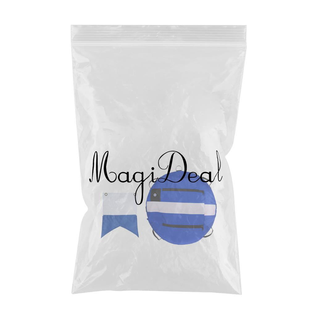 Blue Freediving Buoy with Diver Down Flag for Scuba Diving, Spearfishing