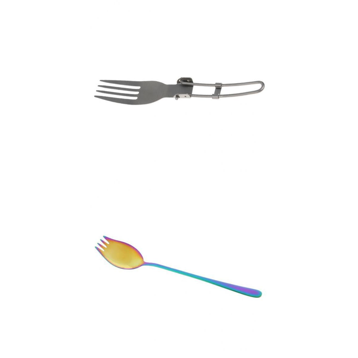 2Pcs Portable Camping Picnic Spoon Fork Cutter Stainless Steel Spork