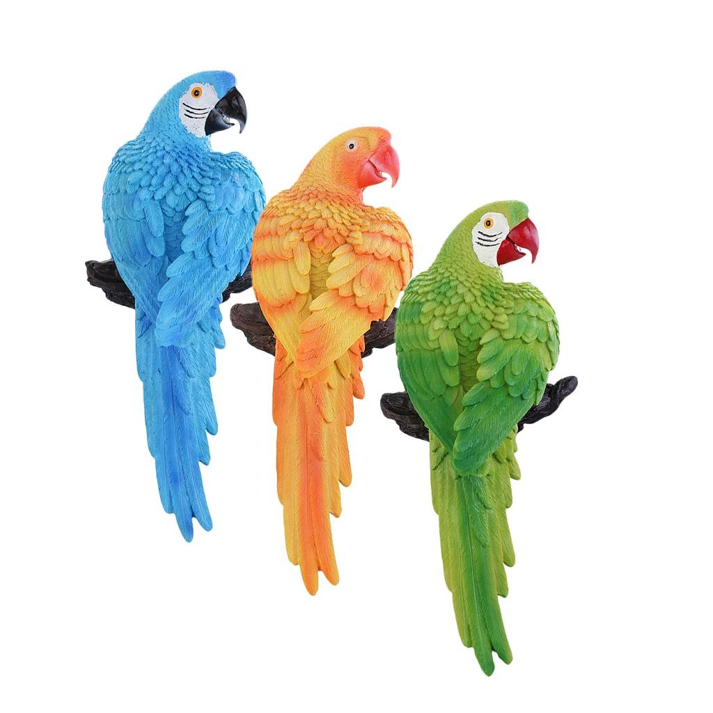 3pcs Realistic Parrot Figure for Home Garden Statues Lawn Decoration