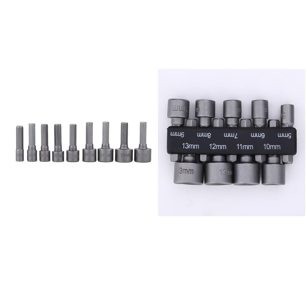 18Pieces/ 2Sets 5mm-13mm Hex Socket Sleeve Nozzles Nut Driver Set