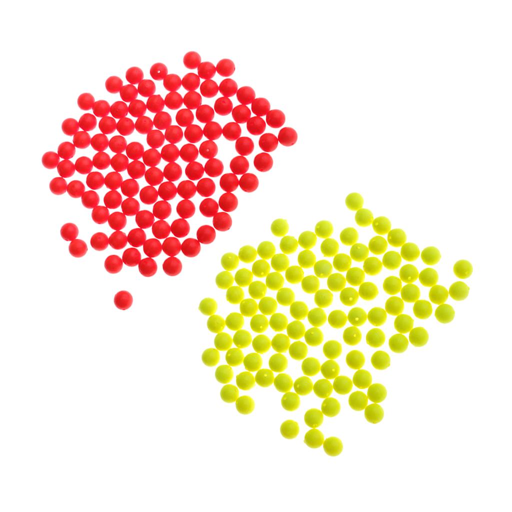 200pcs Fishing Floating Bobbers Drift Ball Foam Indicator 7mm Red & Yellow