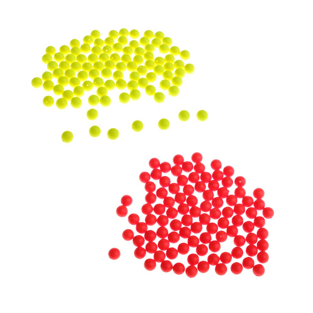 200pcs Fishing Floating Bobbers Drift Ball Foam Indicator 7mm Red & Yellow