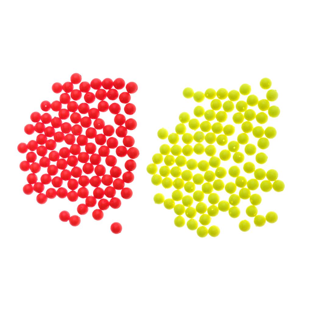 200pcs Fishing Floating Bobbers Drift Ball Foam Indicator 7mm Red & Yellow