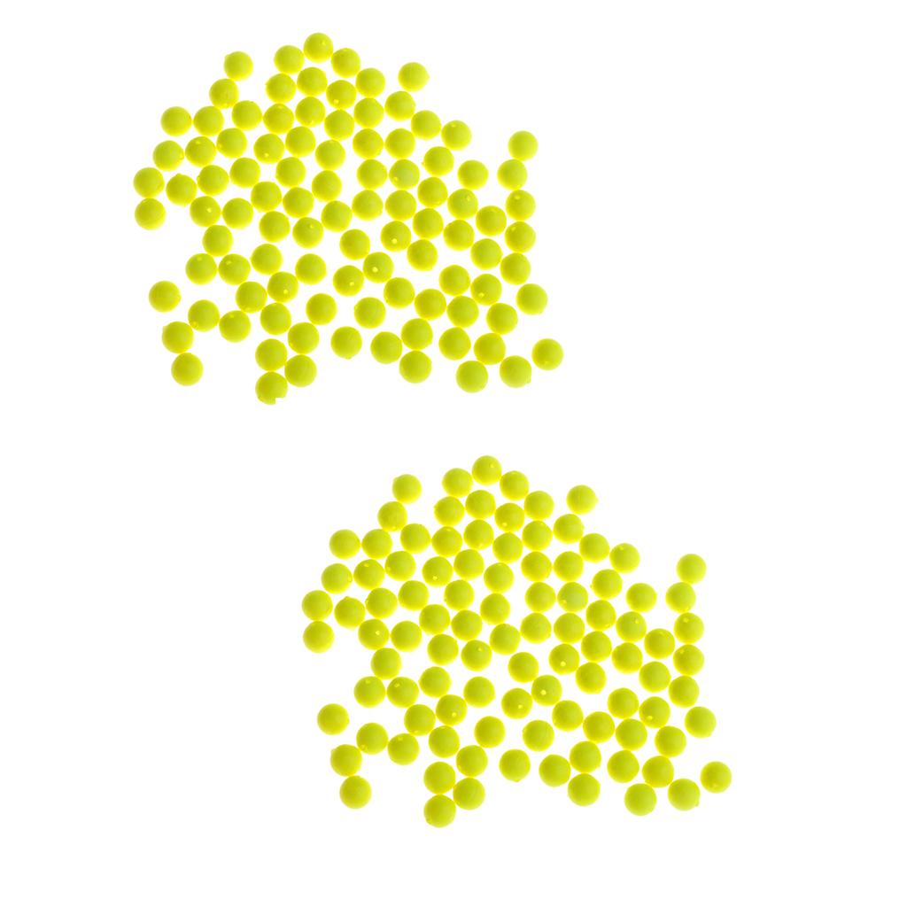 200pcs Fishing Floating Bobbers Drift Ball Foam Indicator Yellow 8.3mm 7mm