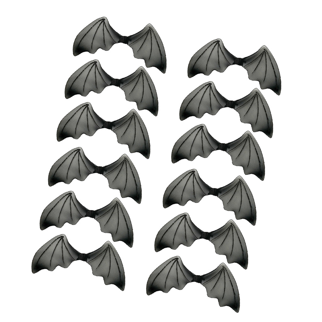 12/pack Kids Glitter Black Bat Wings Halloween Angel Fancy Dress Accessory