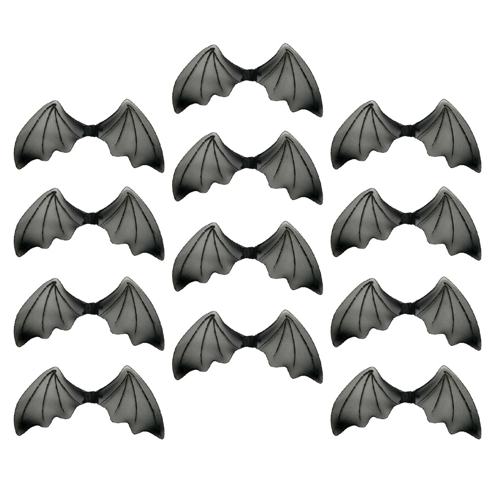 12/pack Kids Glitter Black Bat Wings Halloween Angel Fancy Dress Accessory