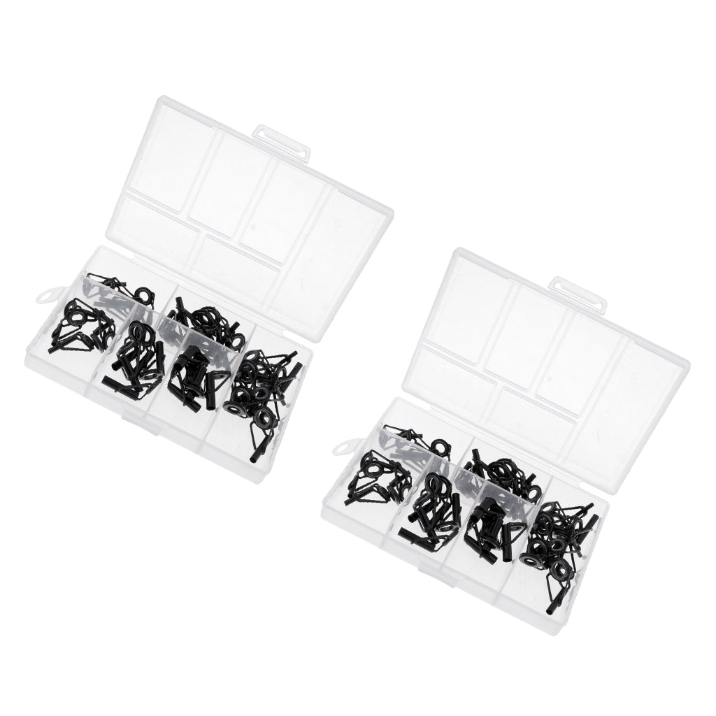80pcs Stainless Steel Fishing Rod Guides Ring Rod Repair Kit DIY Tips Ring