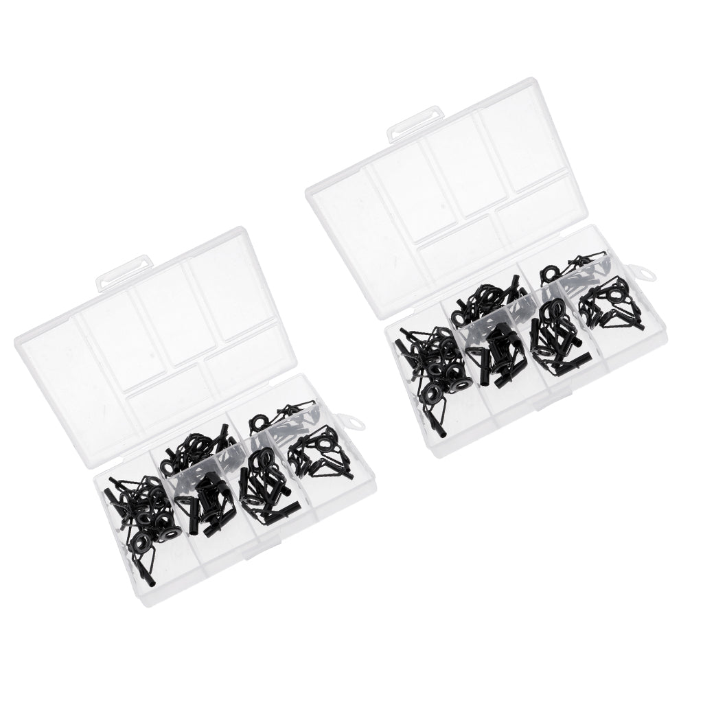 80pcs Stainless Steel Fishing Rod Guides Ring Rod Repair Kit DIY Tips Ring