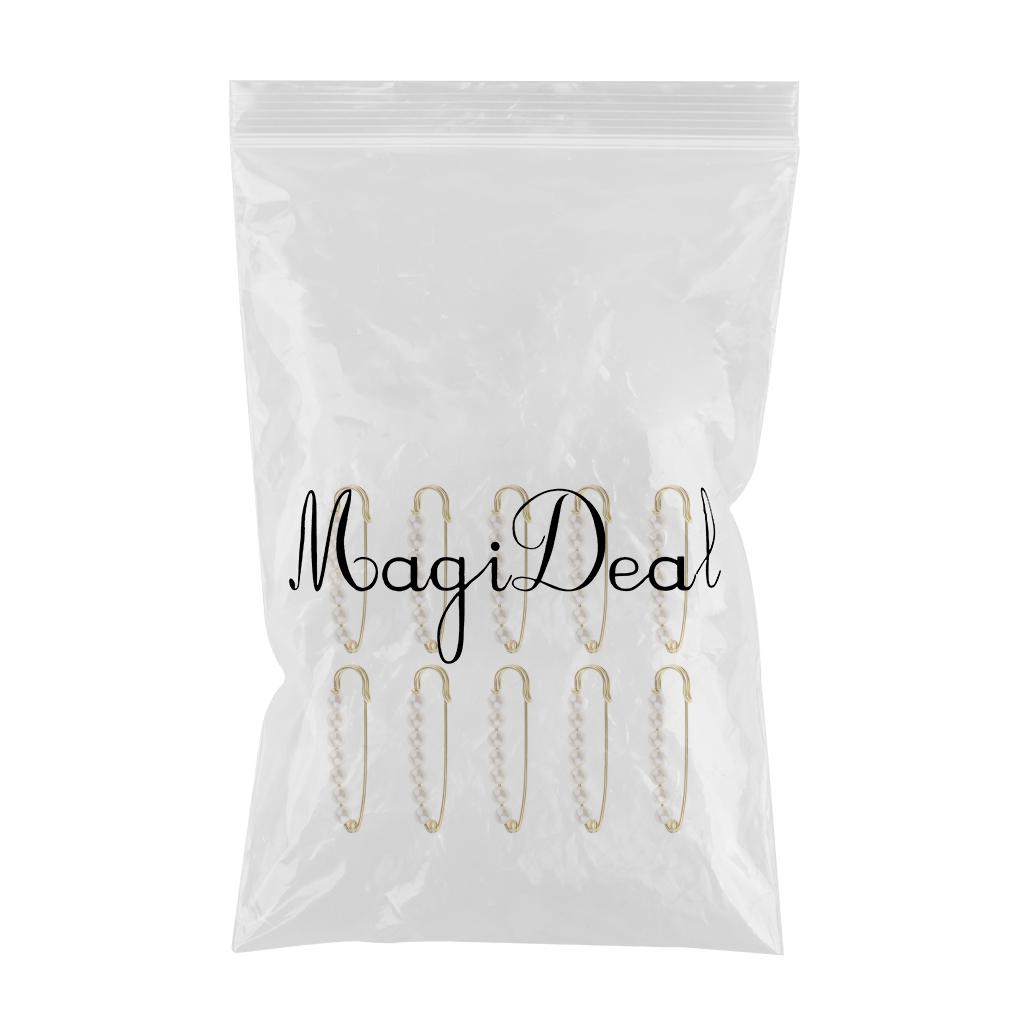 10 Pieces Luxury Imitation Pearls Safety Pin Brooch Pin Clip for Scarf Gown
