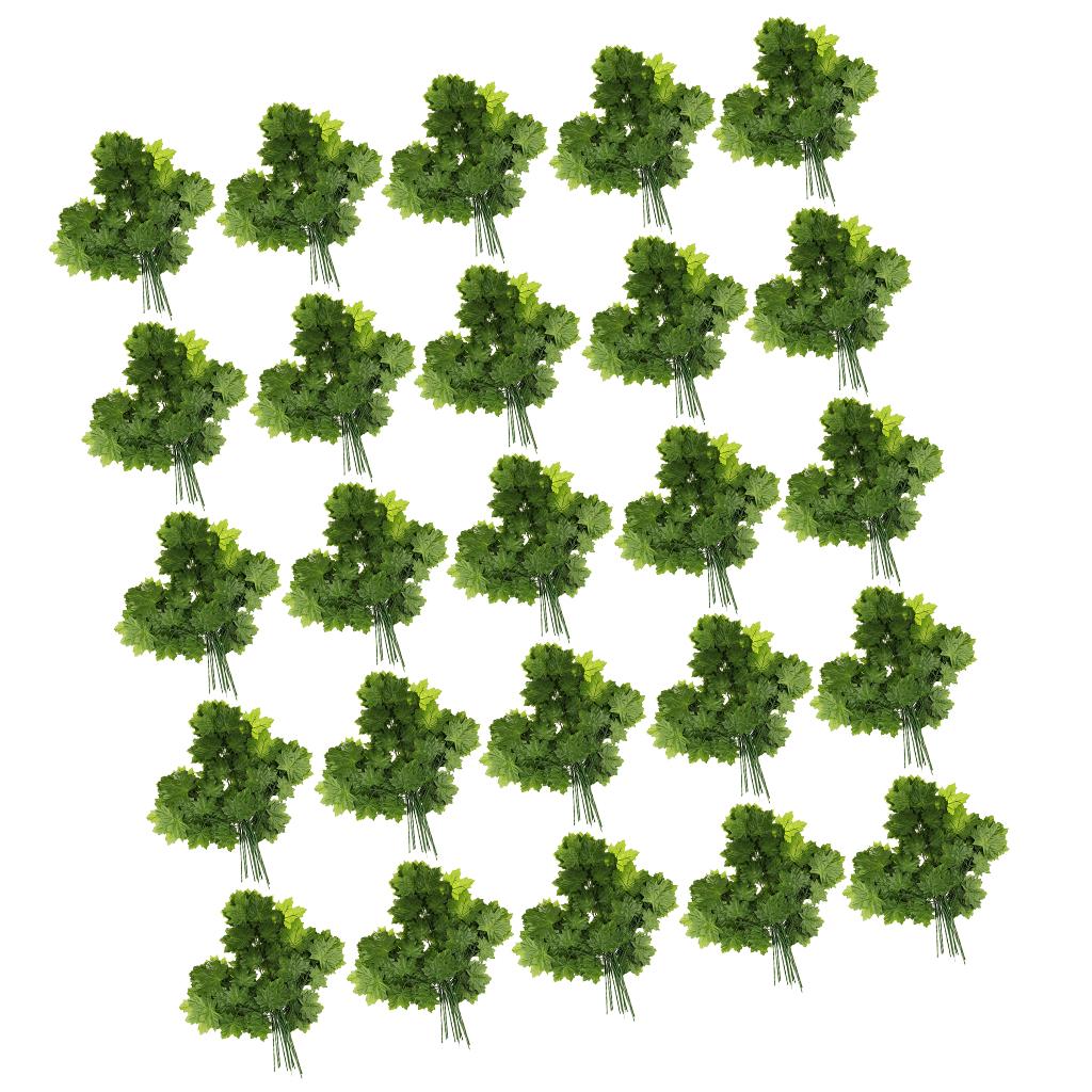 12pcs Artificial Silk Leaves Wedding Favor Autumn Maple Leaf Decor Green