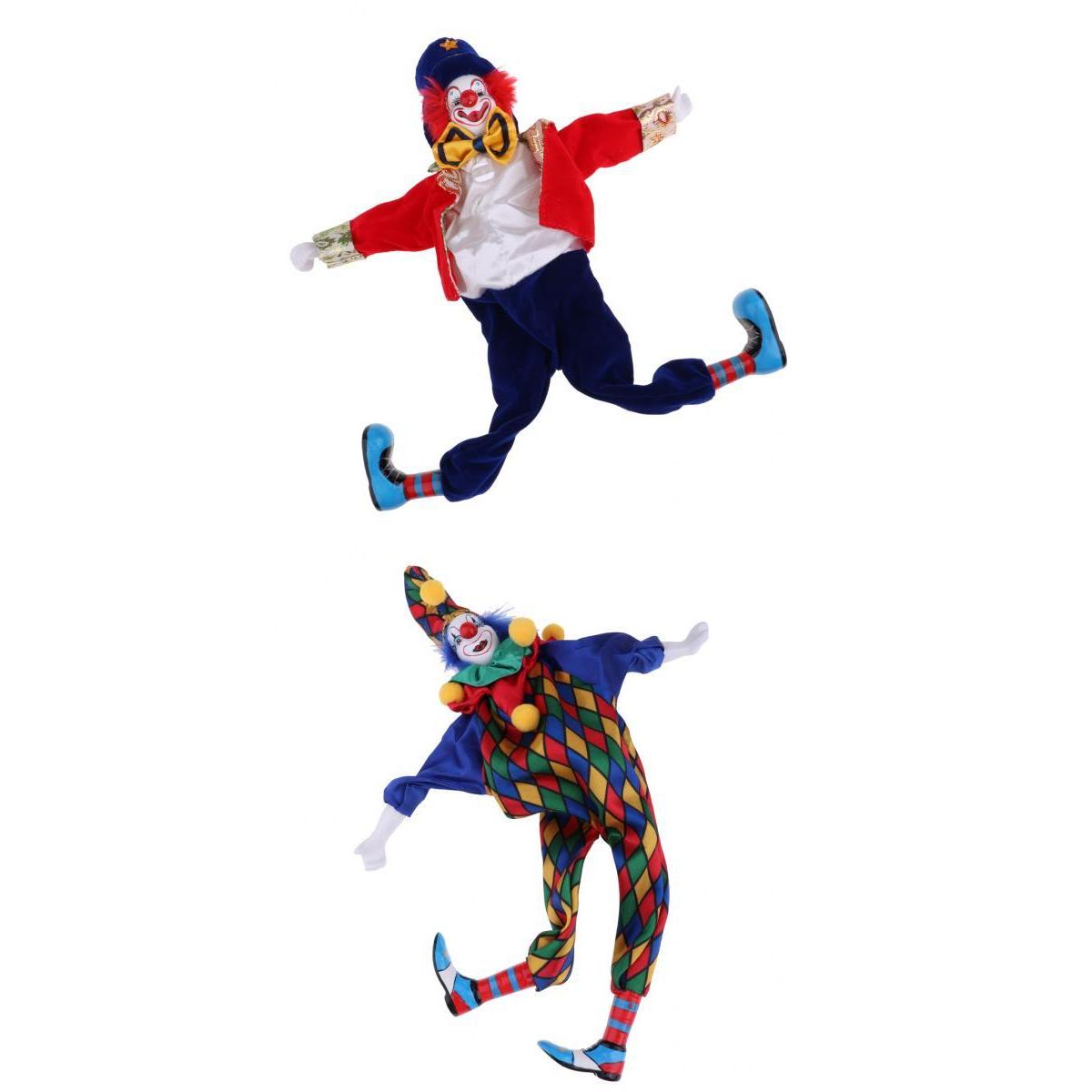 2Pcs 41cm Funny Clown Man Doll Wearing Clothes Halloween Ornament Kids Gift