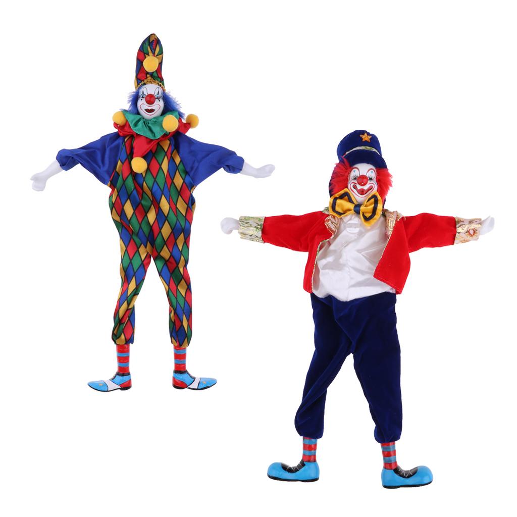 2Pcs 41cm Funny Clown Man Doll Wearing Clothes Halloween Ornament Kids Gift