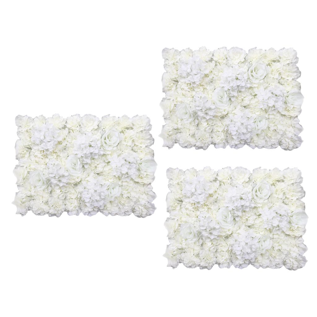 3 Pieces Artificial Flower Wall Wedding Venue Flower Pillar Main Road Cream