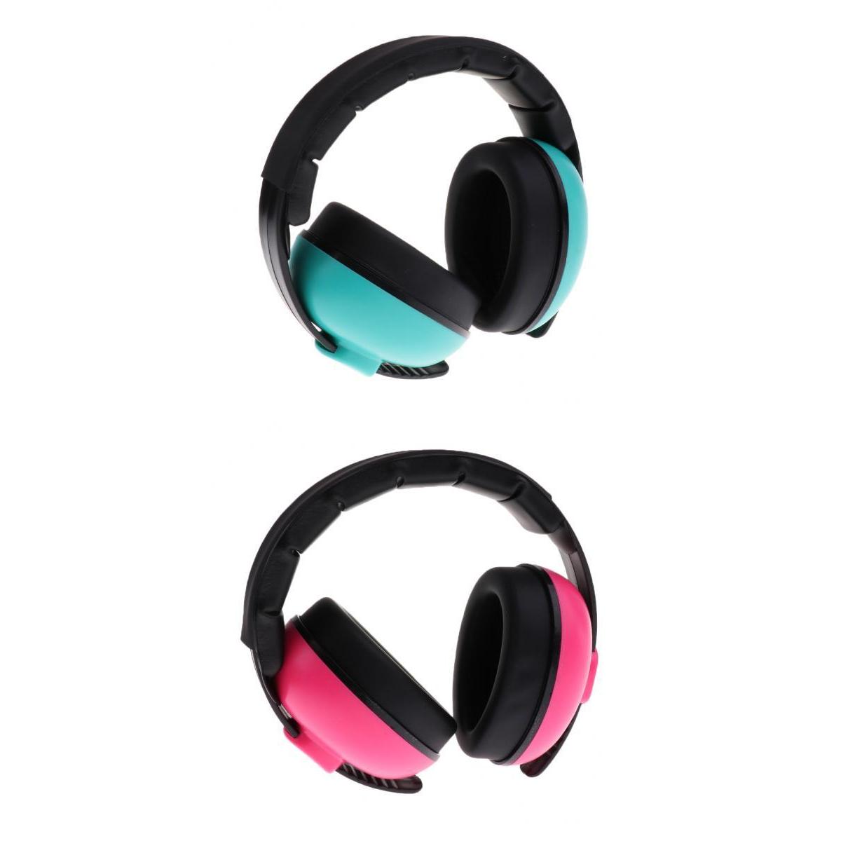 2Pieces Baby Ear Defenders Earmuffs Hearing Protection Mint green + Rose