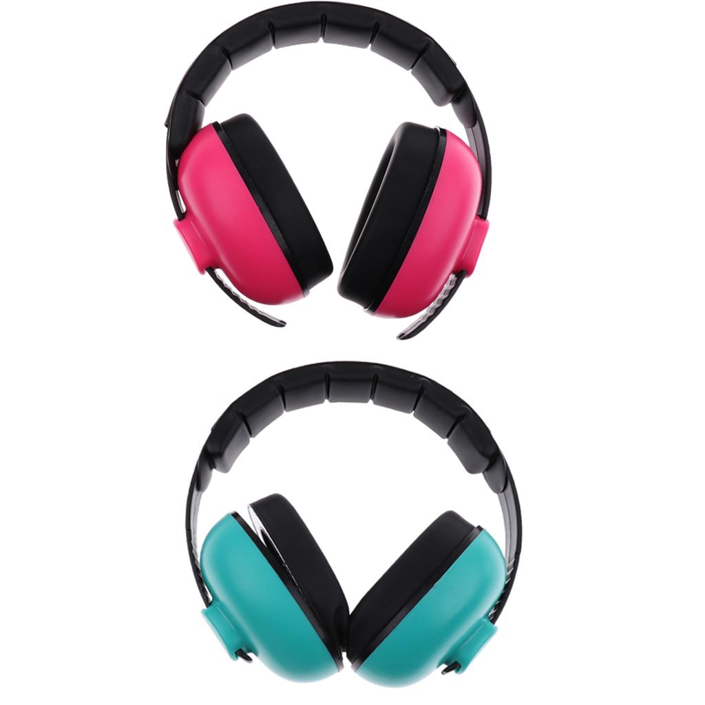 2Pieces Baby Ear Defenders Earmuffs Hearing Protection Mint green + Rose