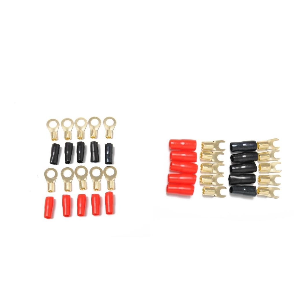 10 Pairs 8 AWG Car Audio Power Ground Wire Ring &Fork Terminal Connector
