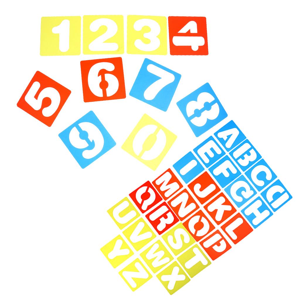 36 Pieces Arabic Numbers & Alphabet Drawing Template Stencils Ruler for Kids