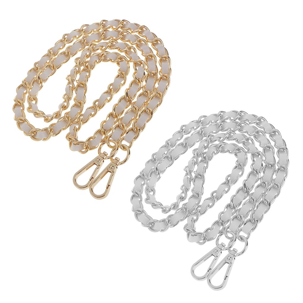 2x Purse Handbag Handle Shoulder Bag Replacement Chain Bag Strap Gold+Silver