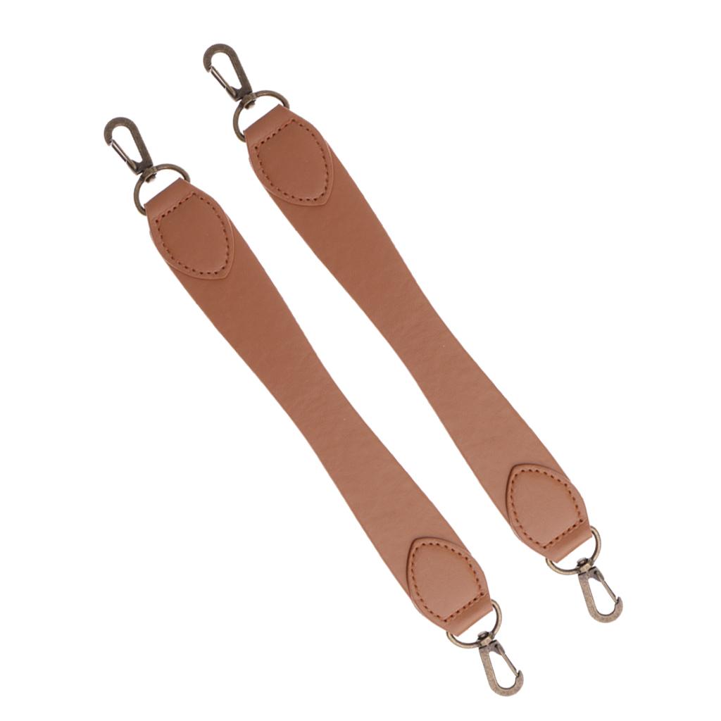 2x PU Leather Short Handbag Strap Replacement Purse Handle Holder 29cm Brown