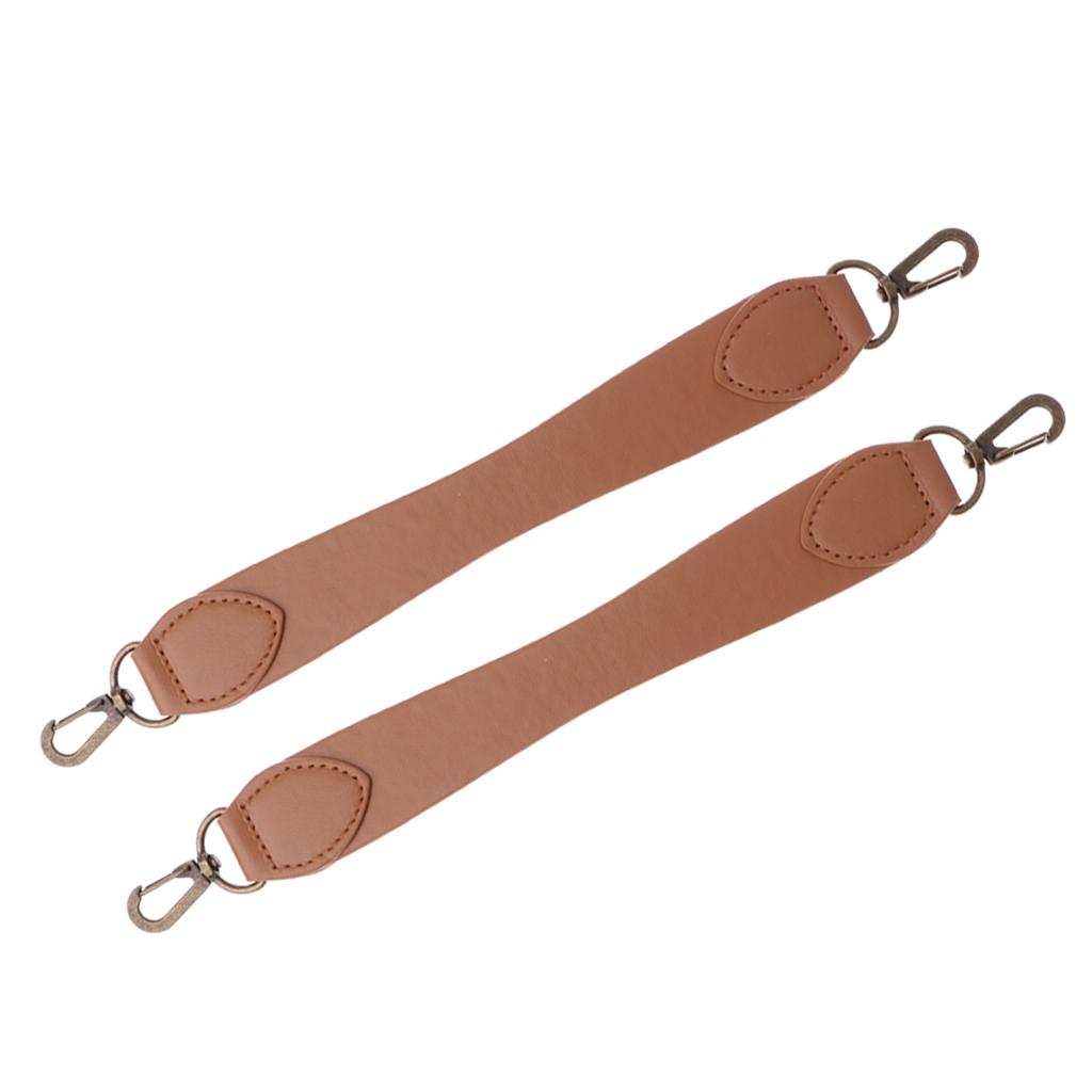 2x PU Leather Short Handbag Strap Replacement Purse Handle Holder 29cm Brown
