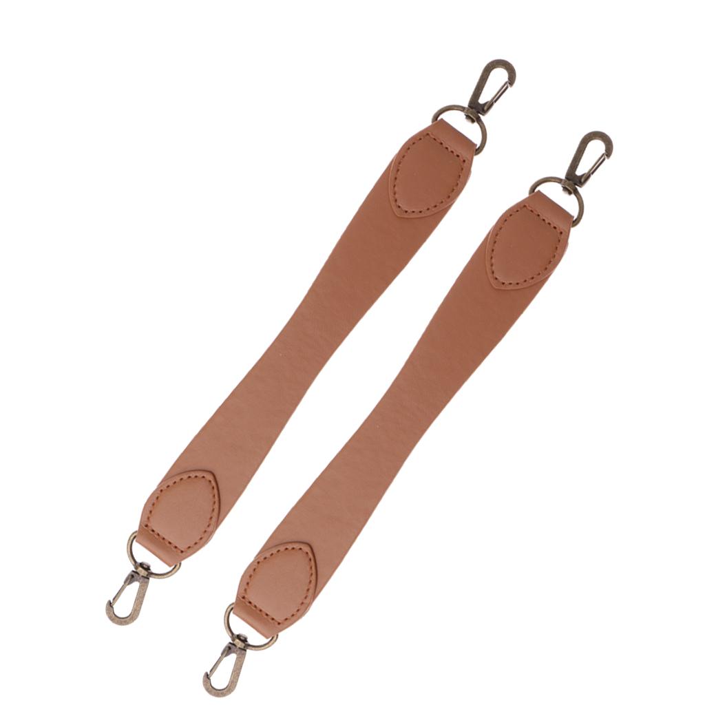 2x PU Leather Short Handbag Strap Replacement Purse Handle Holder 29cm Brown