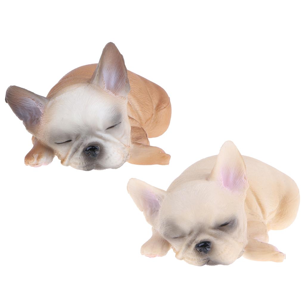 2pcs Sleeping Animal Model Figure Toys Figurine Home Decor French