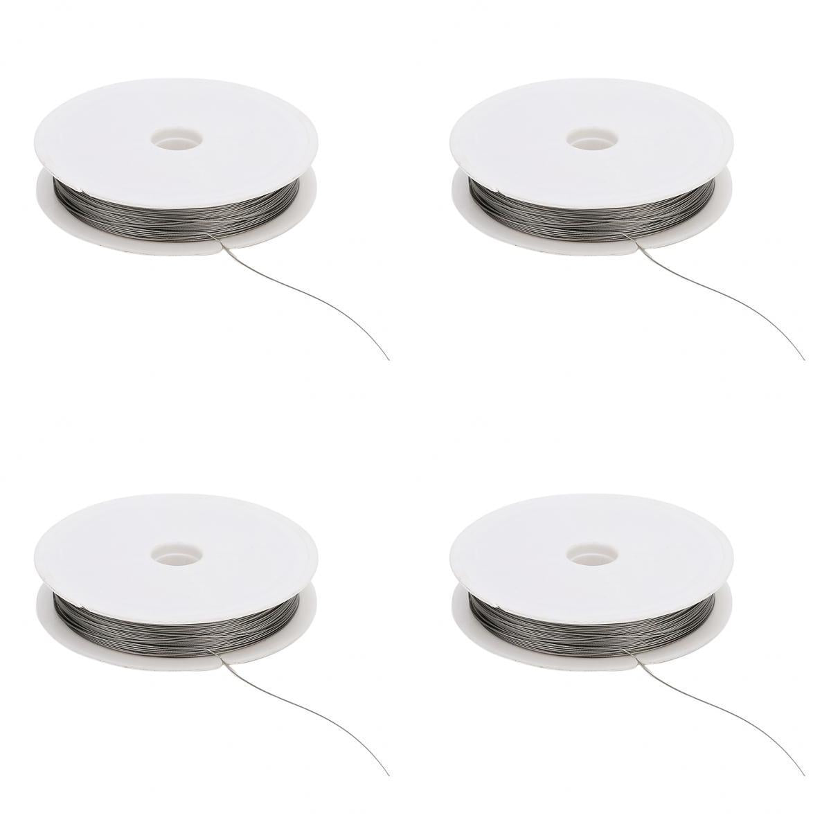 4 Rolls of Stainless Steel Tiger Tail Beading Wire Cord 0.35/0.38/0.45/0.5mm