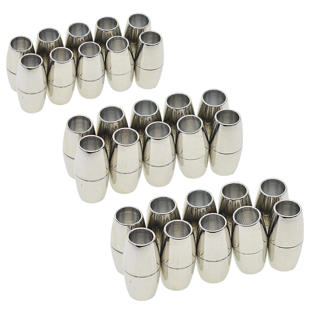 30 Sets Leather Kumihimo Barrel Magnetic Clasps for Jewelry Making 4/5/6mm
