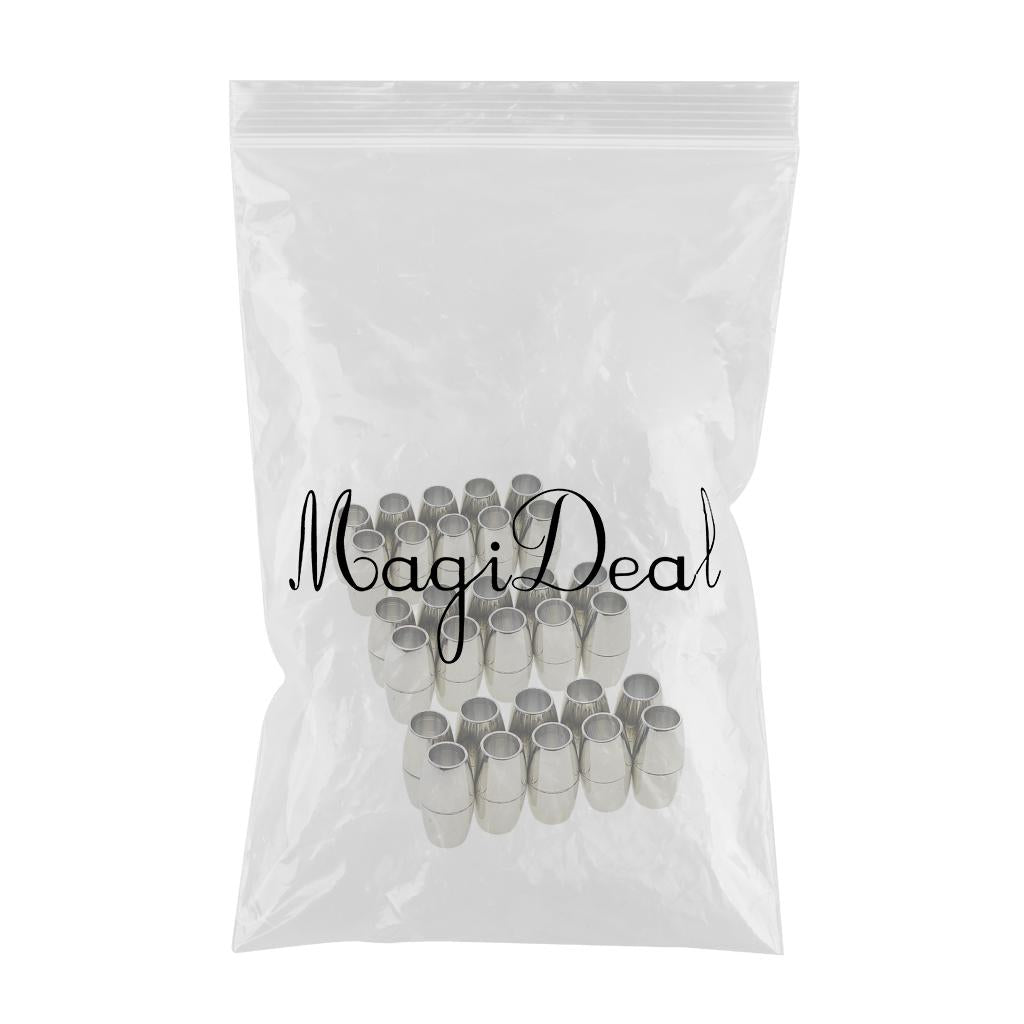 30 Sets Leather Kumihimo Barrel Magnetic Clasps for Jewelry Making 4/5/6mm